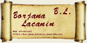 Borjana Lačanin vizit kartica